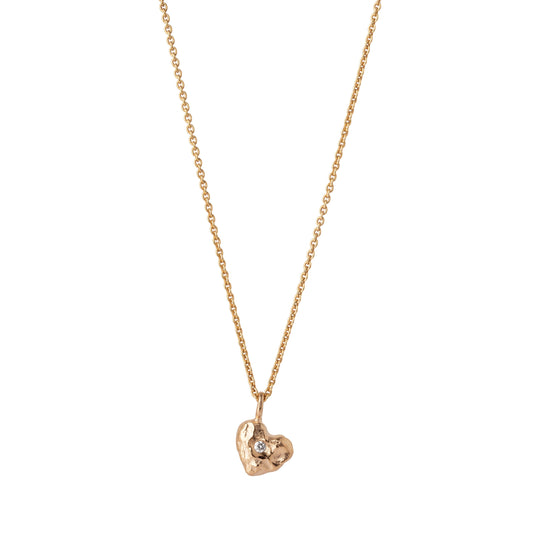 Halskæde med massivt guld hjerte