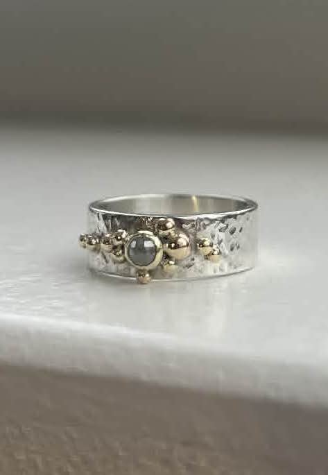 Ring kombi af guld og sølv